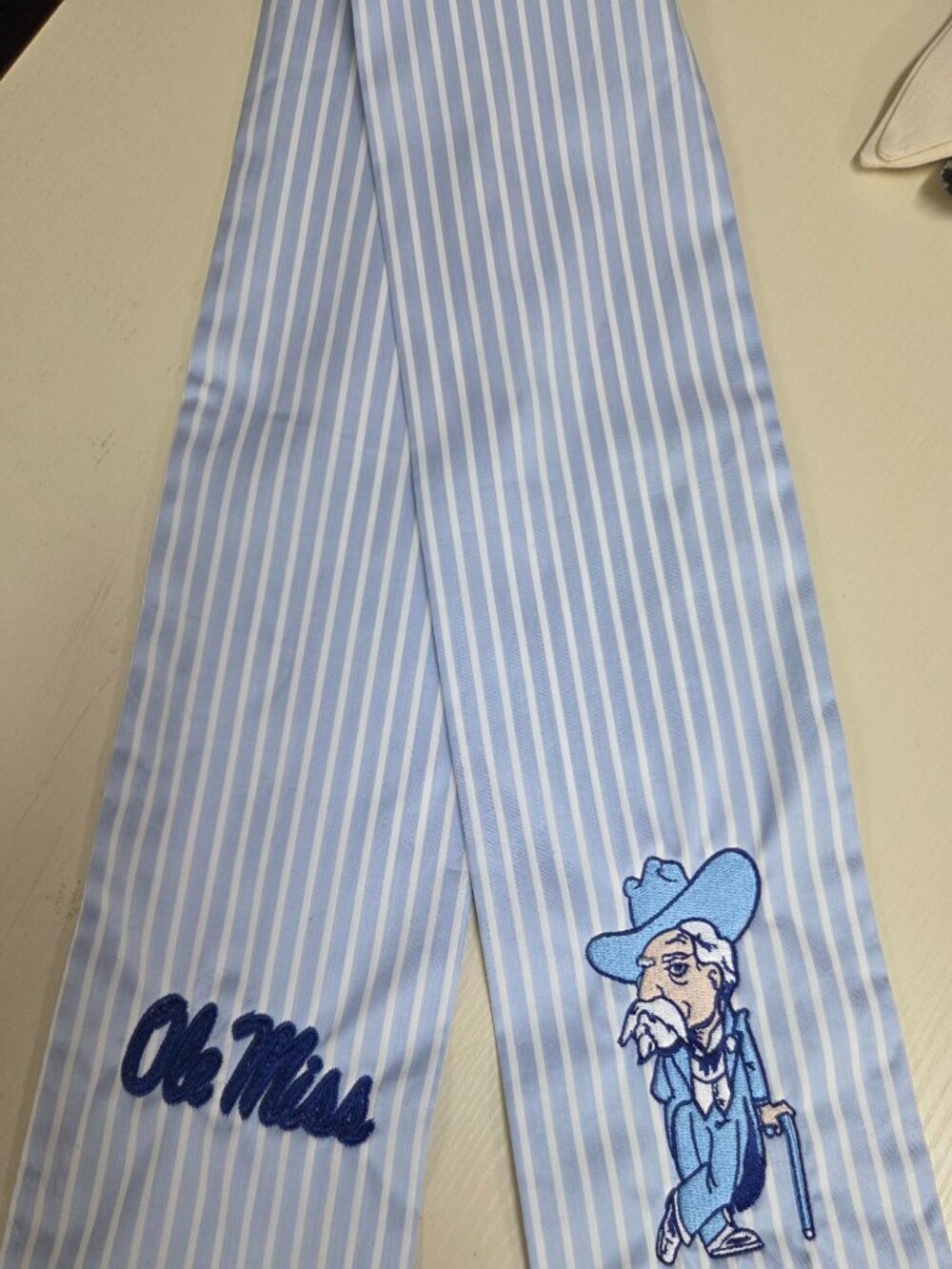 Powder Blue and White Striped Ole Miss Wreath Sash--$30, plus shipping